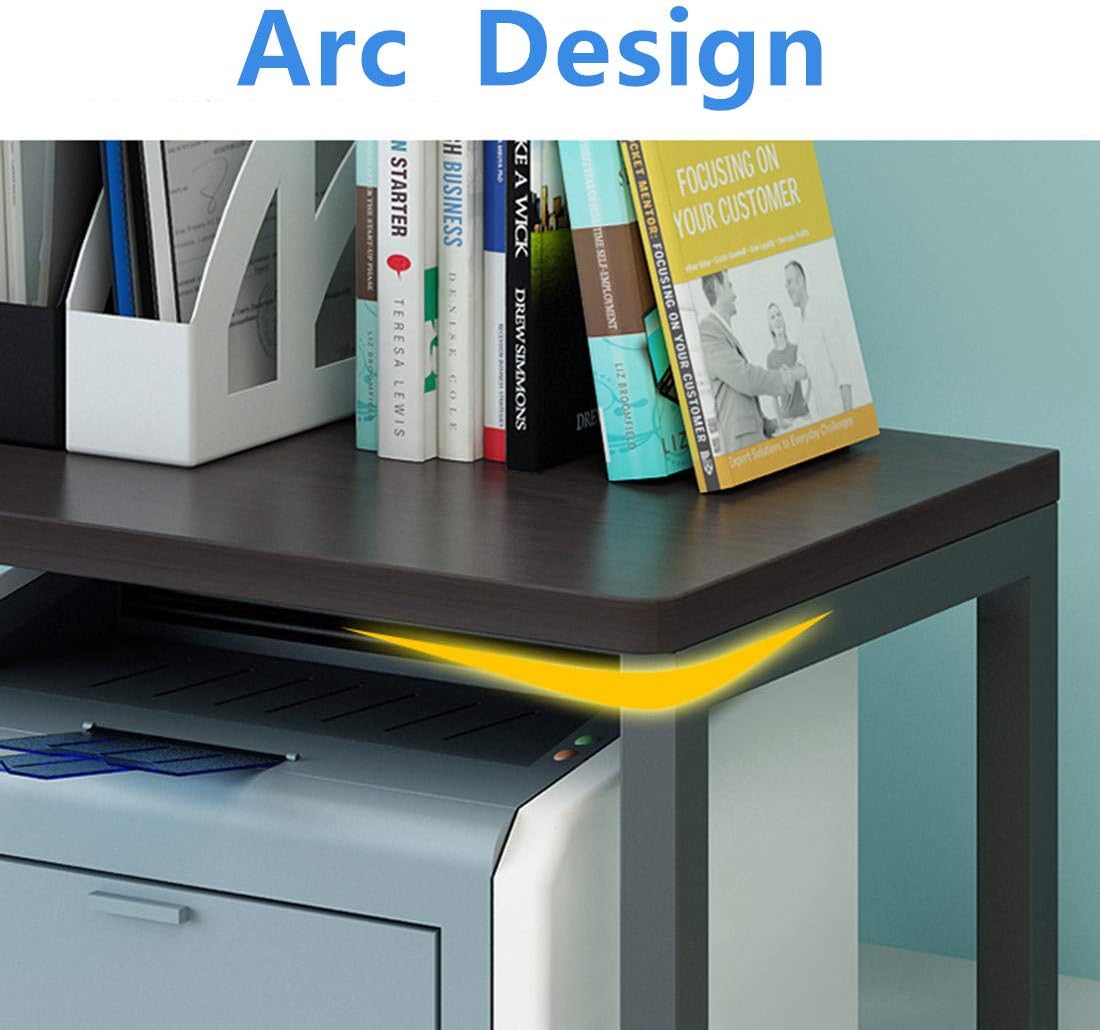 TMUCUNG Printer Stand Desktop Stand for Printer 3-Tier Multifunction Storage Book Shelf Floor Printer Table Space Organizer Perfect for Office Living Room Kitchen(Black) - Image 6